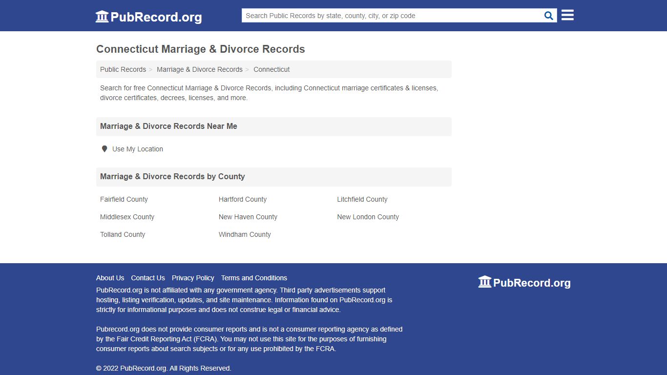 Free Connecticut Marriage & Divorce Records - pubrecord.org